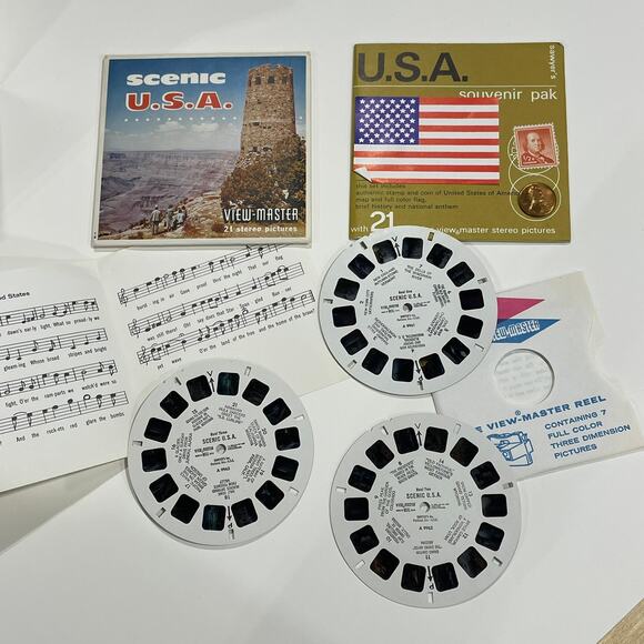 View-Master Scenic USA 3 reel packet/booklet A996 - flag stamp penny - Picture 6 of 9